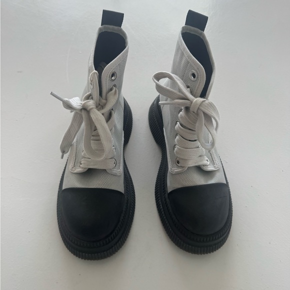 Ganni White and Black Combat Boots - Picture 4 of 6